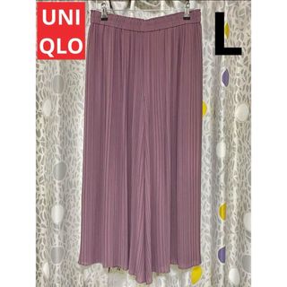 ユニクロ(UNIQLO)のユニクロ　シフォンプリーツスカートパンツ　Lサイズ　パープル(カジュアルパンツ)