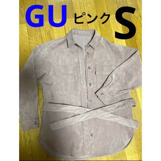 ジーユー(GU)のGU ジーユー　S 長袖　シャツ　ベルト付き　ピンク　春秋冬　ジャケット(ブルゾン)