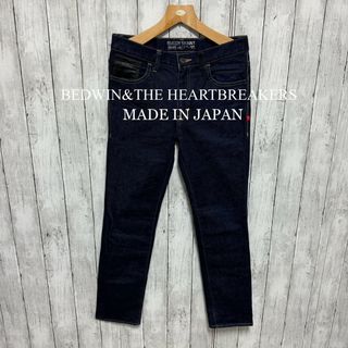 ベドウィンアンドザハートブレイカーズ(BEDWIN & THE HEARTBREAKERS)の【美品】BEDWIN&THE HEARTBREAKERS本革使いストレッチデニム(デニム/ジーンズ)