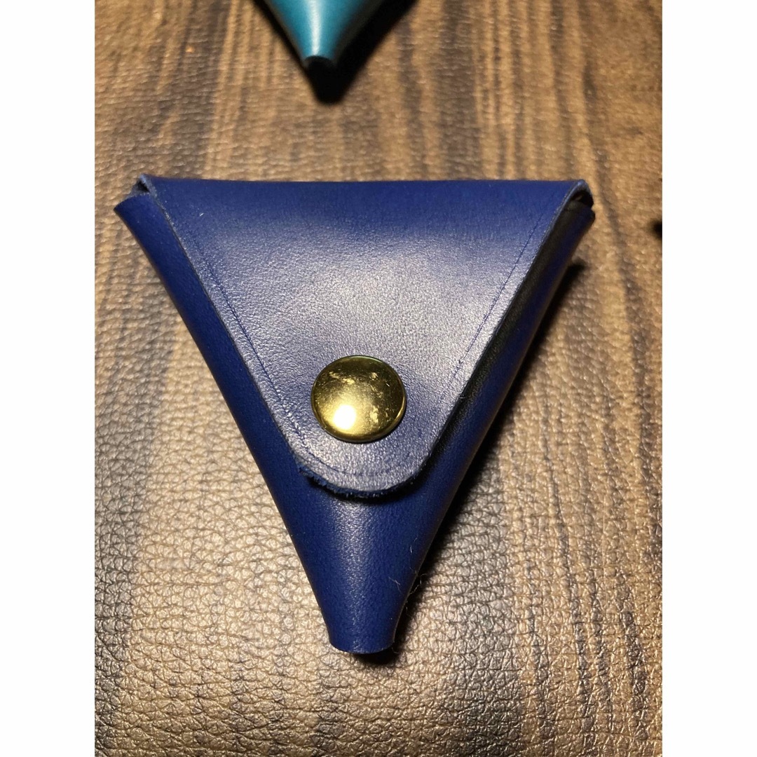三角コインケース　レザークラフト　2個セット ハンドメイドのファッション小物(財布)の商品写真