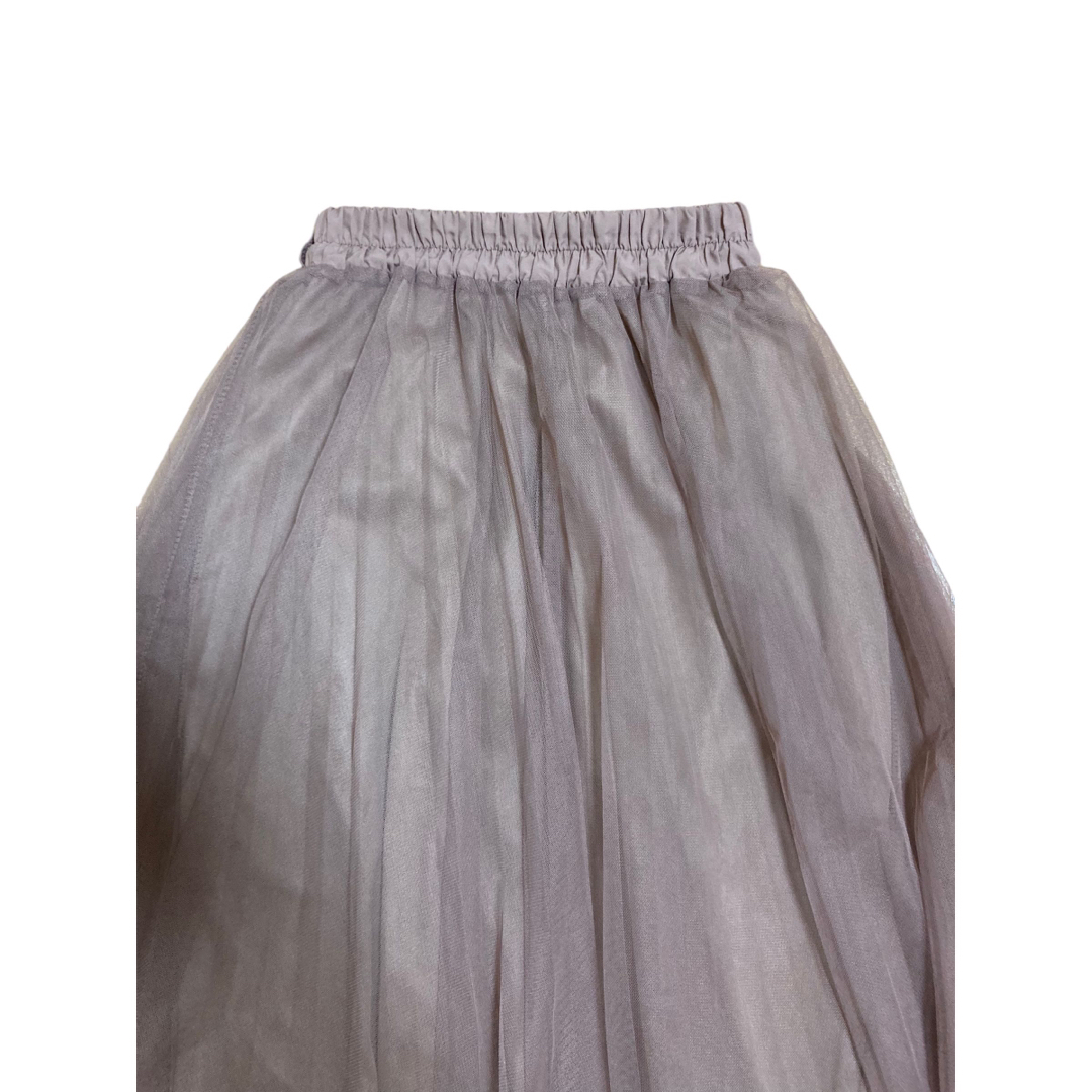 シフォンスカート ロングスカート シースルー ピンクベージュ ウエストゴム レディースのスカート(ロングスカート)の商品写真