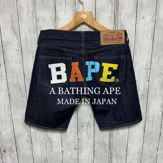 A BATHING APE - 【超美品】A BATHING APEプリントデニムショートパンツ！日本製！