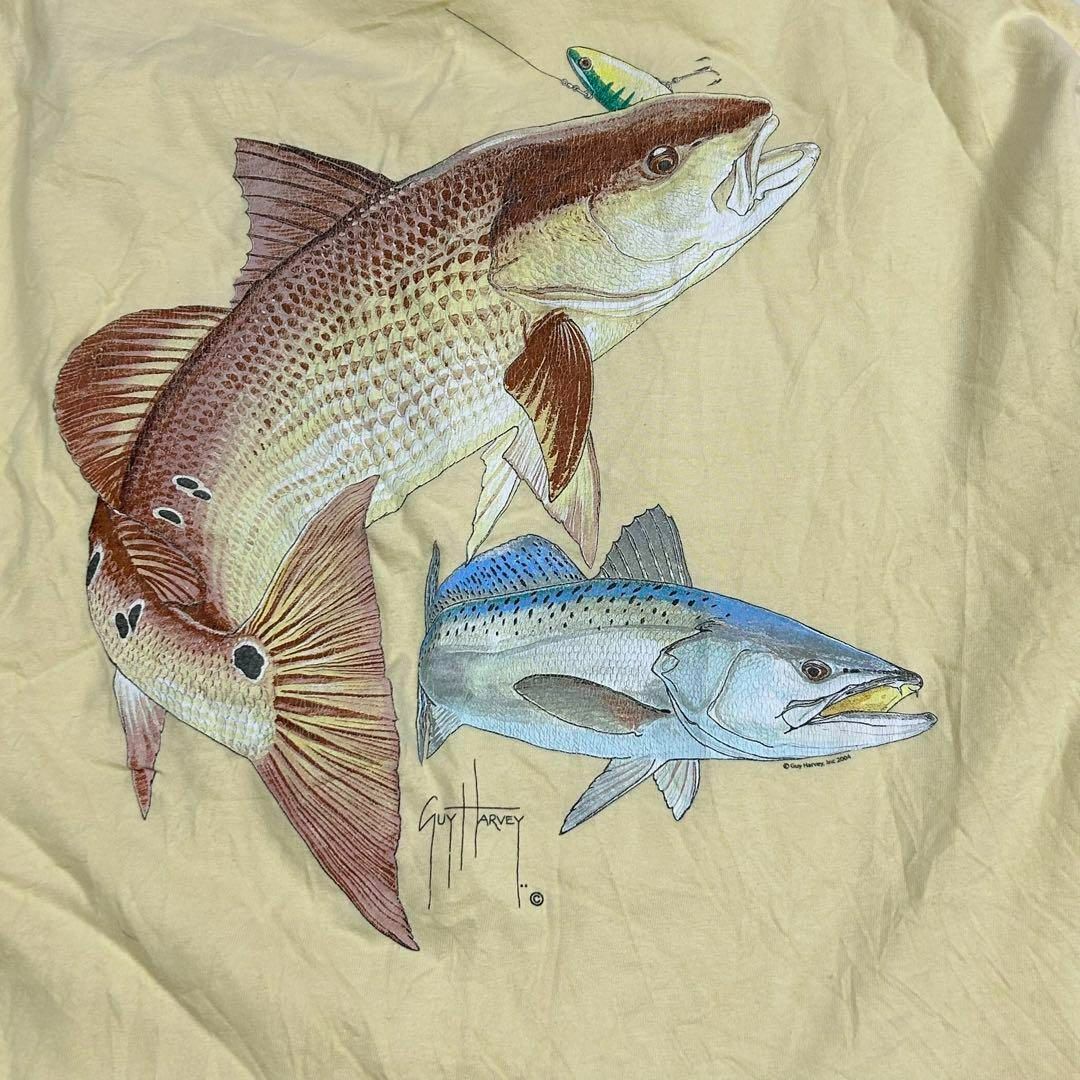 GUY HARVEY ガイハーヴェイロンT フィッシュプリント　古着 メンズのトップス(Tシャツ/カットソー(七分/長袖))の商品写真