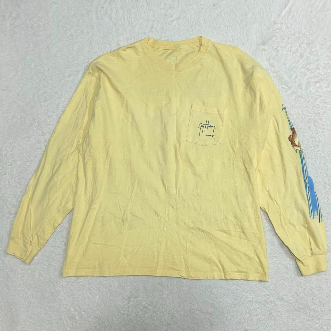 GUY HARVEY ガイハーヴェイロンT フィッシュプリント　古着 メンズのトップス(Tシャツ/カットソー(七分/長袖))の商品写真