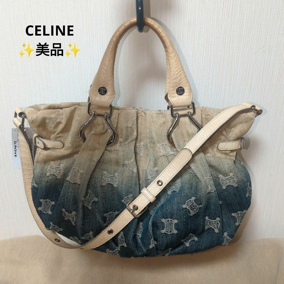 celine(セリーヌ)のセリーヌ　マカダム柄　デニム×レザー　2way ショルダーバッグ　ハンドバッグ レディースのバッグ(ハンドバッグ)の商品写真