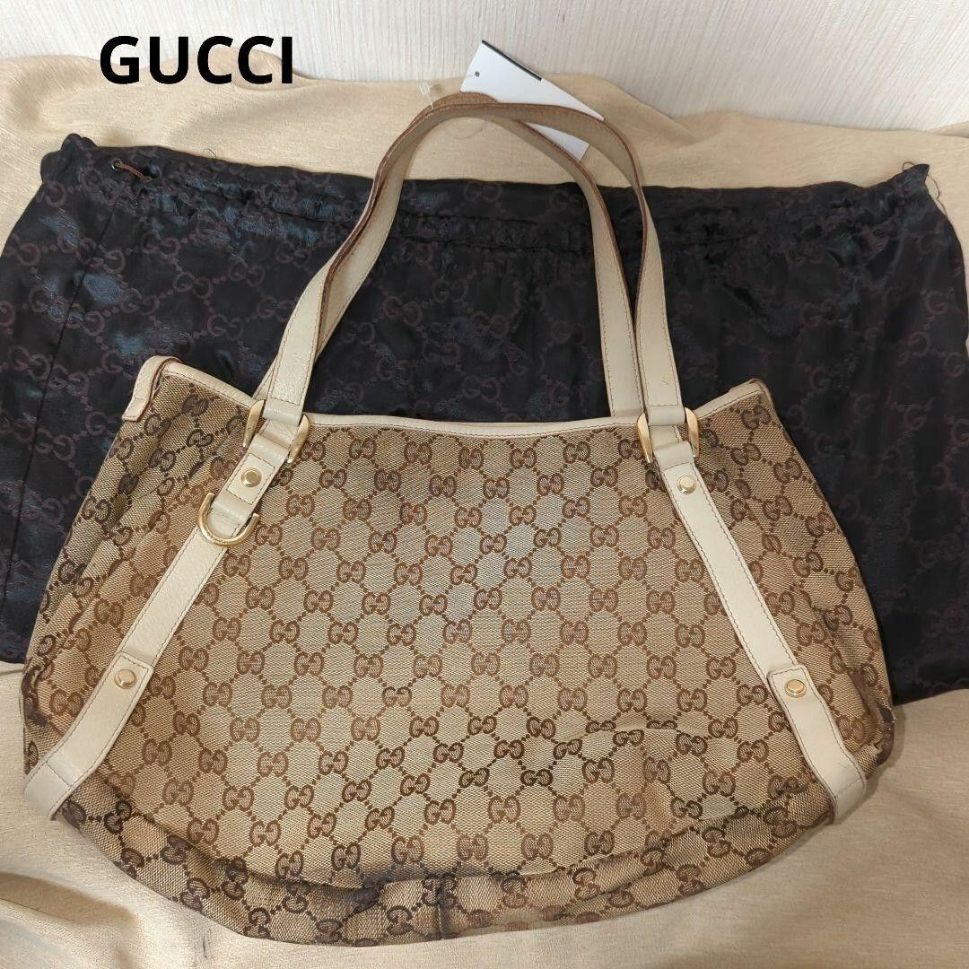 Gucci(グッチ)のグッチ　ショルダーバッグ　GG キャンバス　レザー　ブラウン　ホワイト レディースのバッグ(ショルダーバッグ)の商品写真