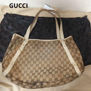 グッチ(Gucci)のグッチ　ショルダーバッグ　GG キャンバス　レザー　ブラウン　ホワイト(ショルダーバッグ)