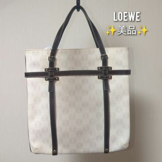 ロエベ(LOEWE)の【美品】ロエベ　アナグラム　PVC×レザー ホワイト×ブラウン　ハンドバッグ(ハンドバッグ)