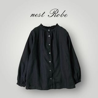 nest Robe - [美品] ネストローブ リネン100% 長袖 スタンドギャザーネック 2way