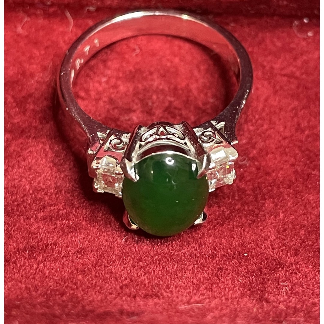 天然翡翠 天然ダイヤモンド pt900 13号 鑑別保証書付き レディースのアクセサリー(リング(指輪))の商品写真