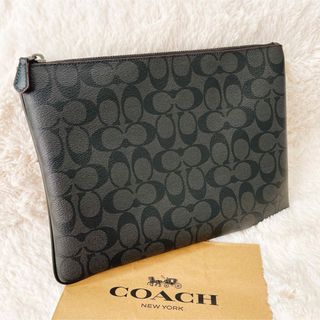 コーチ(COACH)のcoachコーチクラッチバック レザー シグネチャー セカンドバック 総柄(セカンドバッグ/クラッチバッグ)