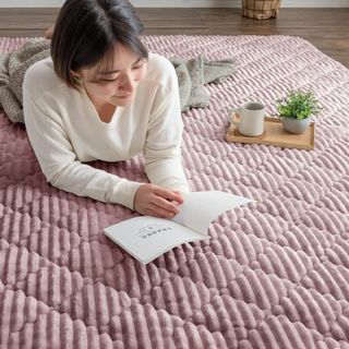 【色: ラベンダーピンク】タンスのゲン ラグ 1.5畳 130×190cm フラ(ラグ)