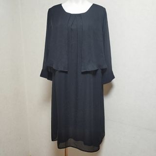 美品 4L 大きいサイズ 春夏喪服 19 21 ブラックフォーマルワンピース