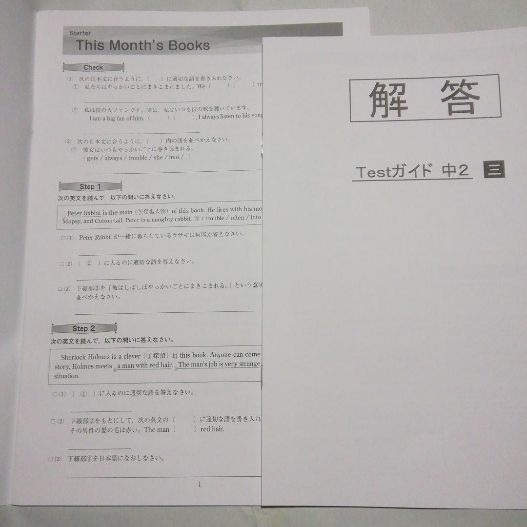 STEP UP COURSE STEP2　Testガイド中2　英語 エンタメ/ホビーの本(語学/参考書)の商品写真