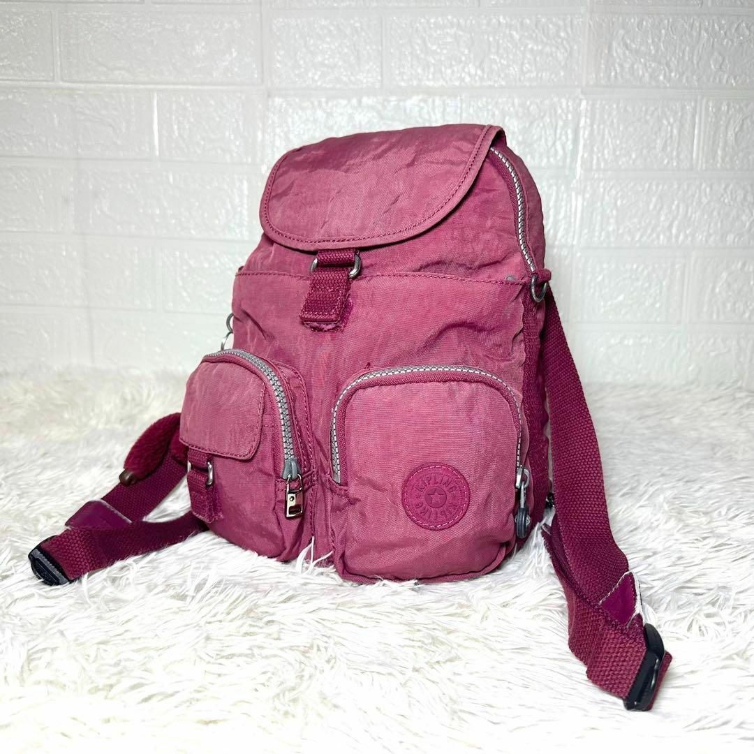 kipling(キプリング)のキプリング　2wayリュック　ショルダーバッグ　ピンク　ナイロン　チャーム レディースのバッグ(リュック/バックパック)の商品写真