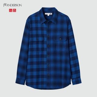 ユニクロ(UNIQLO)の新品 UNIQLO JWA フランネルチェックシャツ 長袖 ブルー サイズ XL(シャツ)