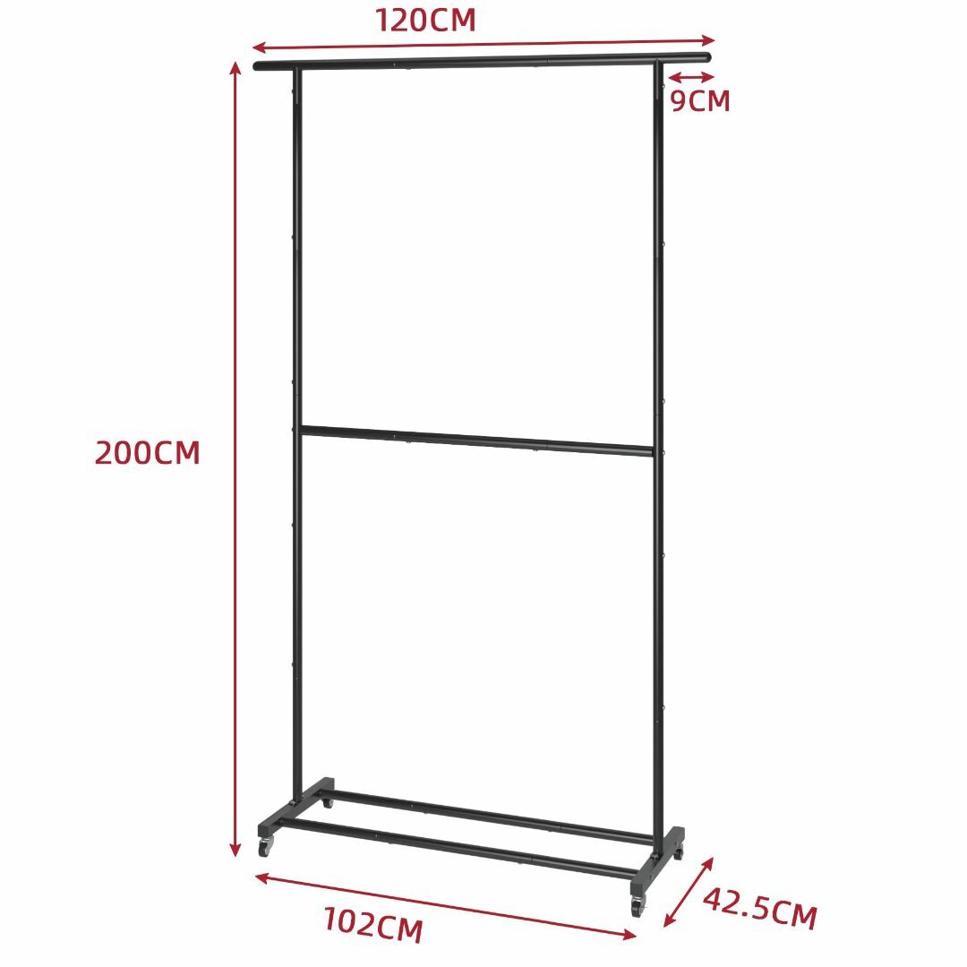 【色: ブラック】UDEAR ガーメント ラック 自立型 ハンガー 多機能 衣類 インテリア/住まい/日用品の収納家具(その他)の商品写真