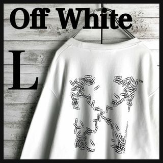 OFF-WHITE - .9456【希少Lサイズ】オフホワイト☆バックプリント定番カラースウェット美品