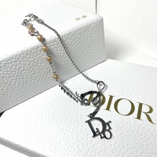 クリスチャンディオール(Christian Dior)の美品★クリスチャンディオール　チョーカー　リボン　ネックレス　シルバー(ネックレス)