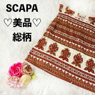 SCAPA - スキャパ　タンクトップ　総柄　エスニック柄　L ボタニカル柄