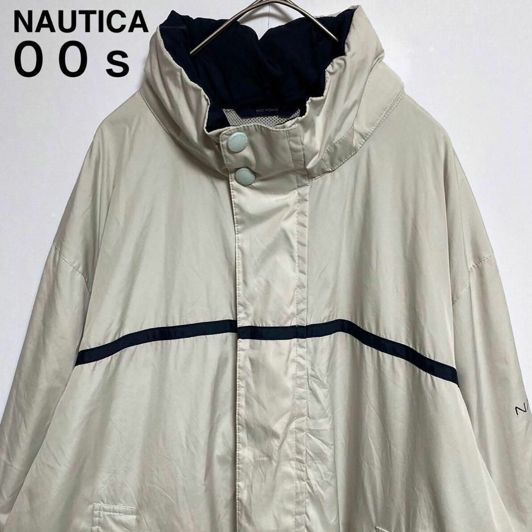 NAUTICA(ノーティカ)のレア◎00s◎NAUTICA◎ブルゾン◎オフホワイト×紺◎バイカラー◎ロゴタグ メンズのジャケット/アウター(その他)の商品写真