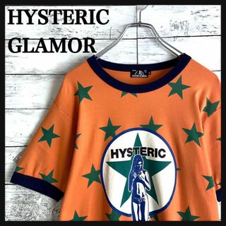 ヒステリックグラマー(HYSTERIC GLAMOUR)の7690【超希少デザイン】ヒステリックグラマー☆ヒスガール総柄リンガーtシャツ(Tシャツ/カットソー(半袖/袖なし))