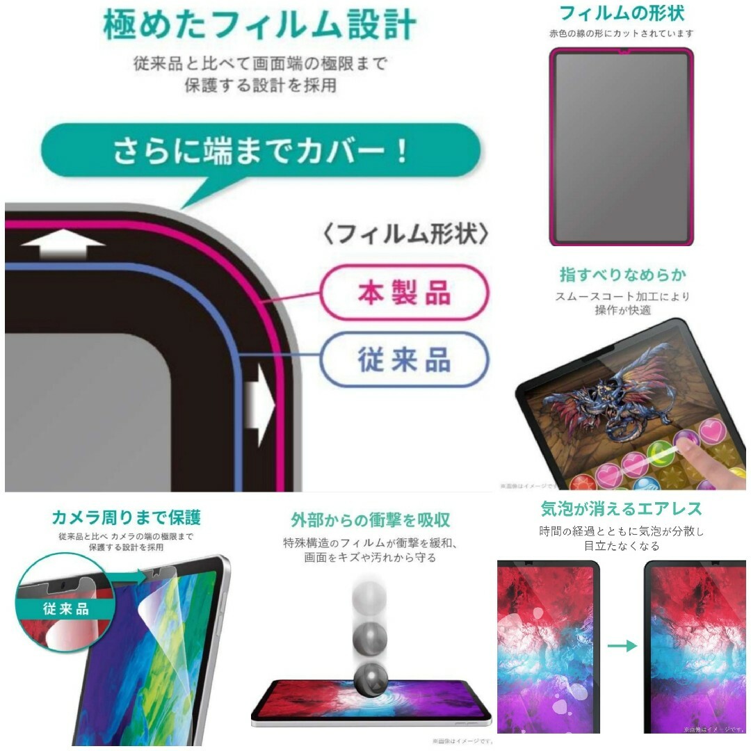 iPad(アイパッド)の光沢フィルム iPadPro iPadAir iPad Pro Air 4 5 スマホ/家電/カメラのスマホアクセサリー(保護フィルム)の商品写真