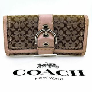 コーチ(COACH)のコーチ 長財布 ロングウォレット シグネチャー レザー ベルトモチーフ ブラウン(財布)