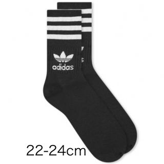 オリジナルス(Originals（adidas）)の新品　アディダス　22-24cm  ソリッド　ミッドクルーソックス　黒1足セット(ソックス)