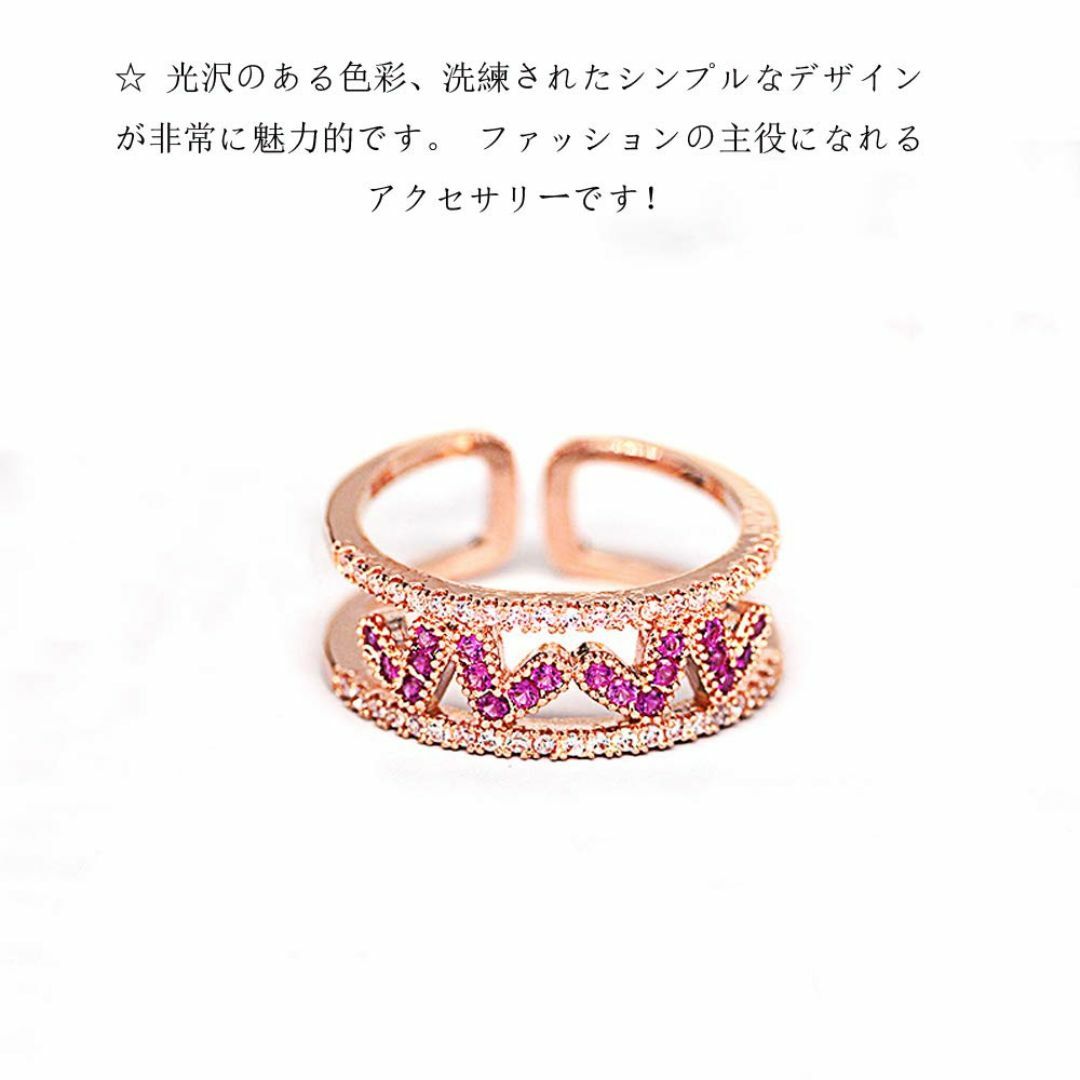 [MIKAMU] レディース 指輪 ハート 18k ピンク CZダイヤモンド キ レディースのアクセサリー(その他)の商品写真