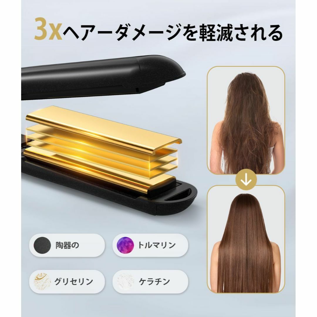 【色: Black】Terviiix セラミック ミニヘアアイロン 旅行用ストレ コスメ/美容のヘアケア/スタイリング(その他)の商品写真