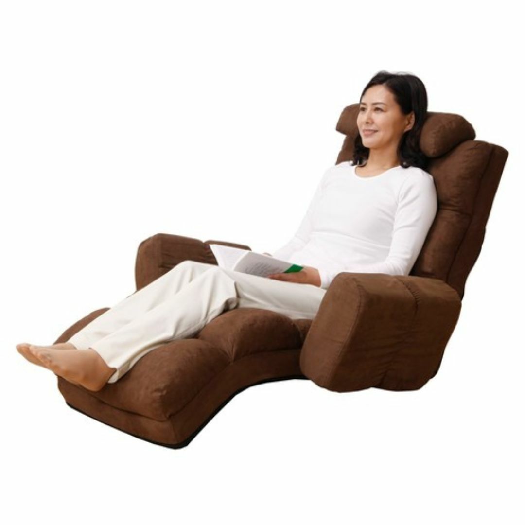 NEWふかふかリラックスチェアDX 肘あり ブラウン　座椅子　 インテリア/住まい/日用品の椅子/チェア(座椅子)の商品写真