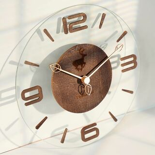 【色: ポップ】壁掛け時計 静音 連続秒針 立体数字 掛け時計 木製 枝の形をし(置時計)