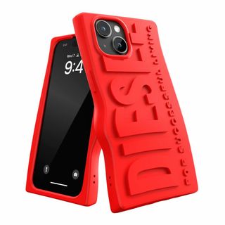 【色: レッド】DIESEL iPhone15ケース ロゴ シリコンケース レッ(その他)