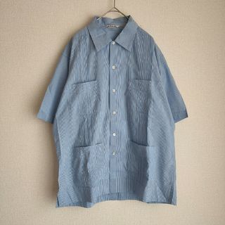 オーラリー(AURALEE)の3青 FINX SILK STRIPE CUBA SHIRTS(シャツ)