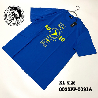 DIESEL - 【新品】XL ディーゼル Tシャツ 半袖 フロントプリント メンズ 青 ブルー