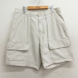 W36★古着 ルート66 ショート カーゴ ブッシュ パンツ ショーツ メンズ 00年代 00s ダック地 薄ベージュ カーキ 24apr20 中古 ボトムス 短パン ショーパン