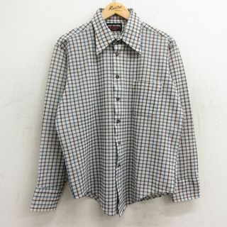 L★古着 バンヒューセン 長袖 シャツ メンズ 70年代 70s 茶他 ブラウン チェック 24apr20 中古 トップス(シャツ)