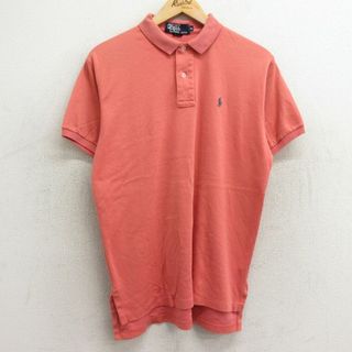 ラルフローレン(Ralph Lauren)のXL★古着 ラルフローレン Ralph Lauren 半袖 ブランド ポロ シャツ メンズ 90年代 90s ワンポイントロゴ コットン USA製 オレンジ系 24apr20 中古 トップス(ポロシャツ)