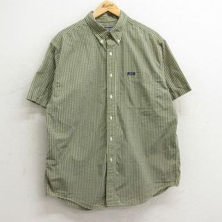 ラルフローレン(Ralph Lauren)のXL★古着 ラルフローレン Ralph Lauren チャップス 半袖 ブランド シャツ メンズ 90年代 90s ボタンダウン 黄他 イエロー チェック 24apr20 中古 トップス(シャツ)