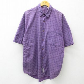 XL★古着 半袖 シャツ メンズ 00年代 00s 総柄 コットン 紫 パープル 24apr20 中古 トップス(シャツ)