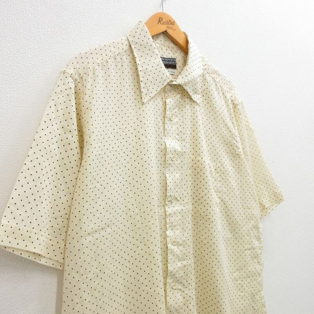 XL★古着 半袖 シャツ メンズ 80年代 80s 薄黄 イエロー ドット 24apr20 中古 トップス メンズのトップス(シャツ)の商品写真