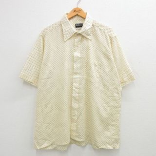 XL★古着 半袖 シャツ メンズ 80年代 80s 薄黄 イエロー ドット 24apr20 中古 トップス(シャツ)