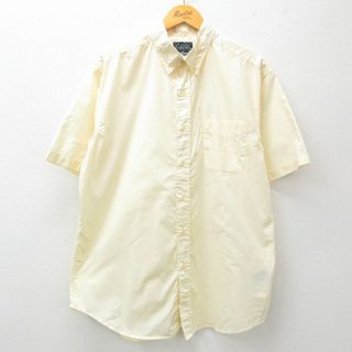 XL★古着 ベーシックエディションズ 半袖 シャツ メンズ 00年代 00s ロング丈 ボタンダウン 薄黄 イエロー 24apr20 中古 トップス(シャツ)