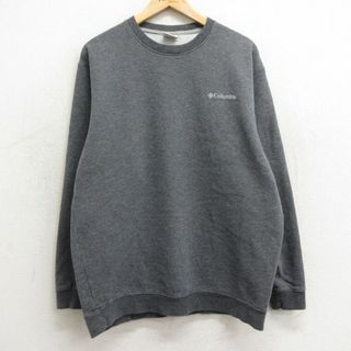 Columbia - XL★古着 コロンビア COLUMBIA 長袖 スウェット メンズ 00年代 00s ワンポイントロゴ クルーネック 濃グレー 霜降り 24apr20 中古 スエット トレーナー トップス