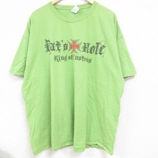 XL★古着 半袖 Tシャツ メンズ Rats Hole 大きいサイズ コットン クルーネック 緑 グリーン 24apr20 中古(Tシャツ/カットソー(半袖/袖なし))