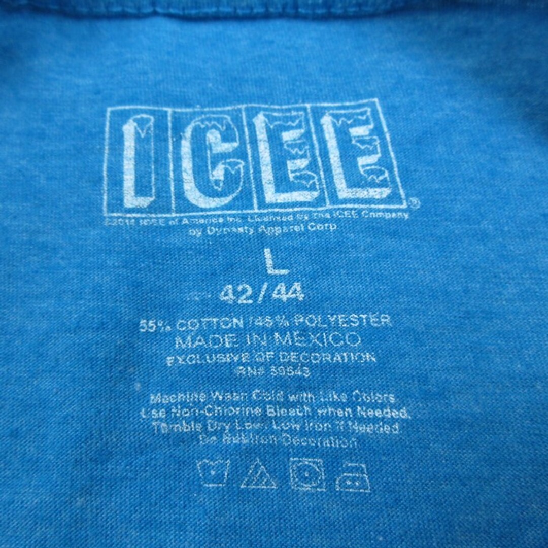 M★古着 半袖 Tシャツ メンズ ICEE クマ クルーネック 青 ブルー 霜降り 24apr20 中古 メンズのトップス(Tシャツ/カットソー(半袖/袖なし))の商品写真