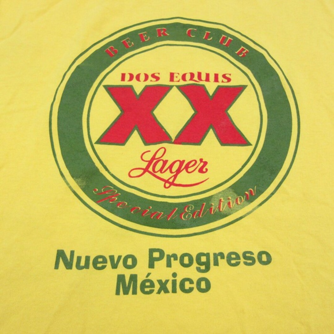 XL★古着 半袖 Tシャツ メンズ DOS EQUIS ビール メキシコ コットン クルーネック 黄 イエロー 24apr20 中古 メンズのトップス(Tシャツ/カットソー(半袖/袖なし))の商品写真