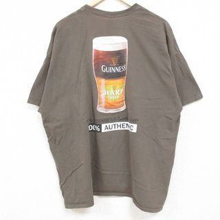 XL★古着 半袖 Tシャツ メンズ ギネス ビール 大きいサイズ コットン クルーネック こげ茶 ブラウン 24apr20 中古(Tシャツ/カットソー(半袖/袖なし))