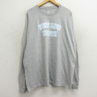 Champion - XL★古着 チャンピオン champion 長袖 Tシャツ メンズ NEW LOFE YOUTH 大きいサイズ クルーネック グレー 霜降り 24apr20 中古